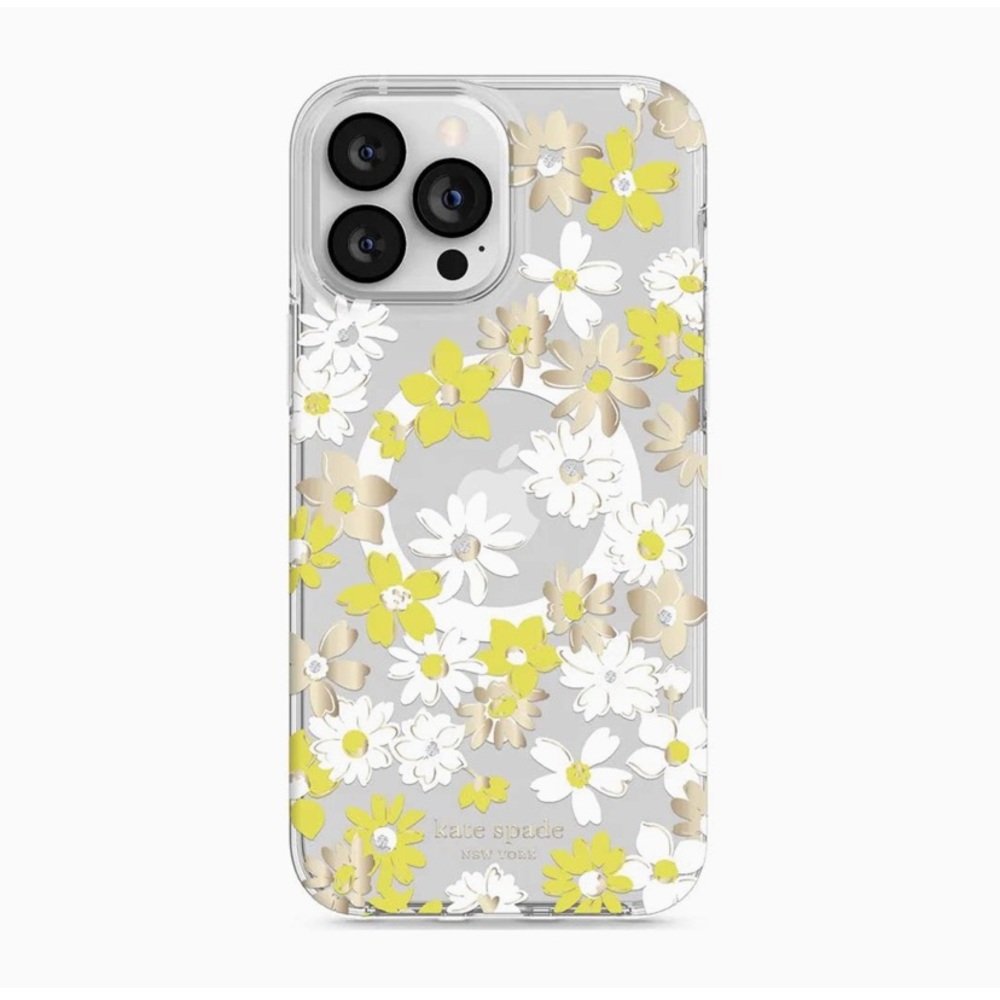♠️Kate Spade Protective Hardshell MagSafe for iPhone 13 - Yellow Floral Medley♠️